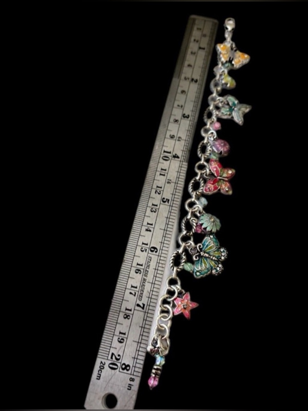 🦋 BRIGHTON 🌺 Silver Butterfly & Flower Charm Bracelet! - Picture 10 of 15